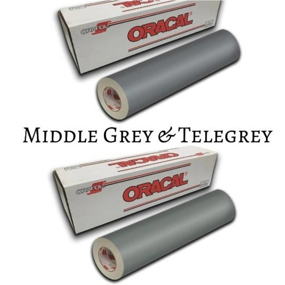 2 Pack 12"x 1 Yard Oracal 651 MIDDLR GREY & TELEGREY Cricut Hobby Craft Vinyl